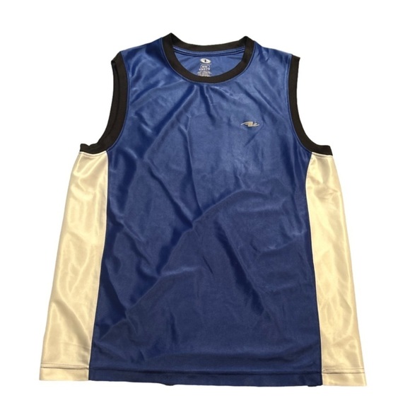 Men’s Blue and White Athletic Works Sleeveless Shirt Size Medium - Picture 1 of 4